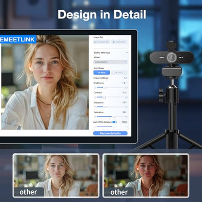 EMEET NOVA 4K Webcam with Tripod, PDAF Autofocus, Adjustable Heights | 360° Swivel Head, 2 Noise-Cancelling Mics, USB Plug&Play, Privacy Cover, Ideal for Online Meetings&Live Streaming - style: 4K Tripod 360° Swivel