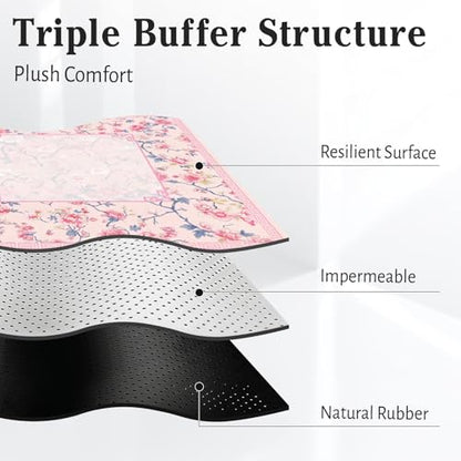 Britimes Mahjong Mat with Black Carrying Bag,31.5"x31.5", Floral Pink | Non-Slip Noise Reduction Gaming Mat Rubber Multi Purpose Game Table Cover for Mahjong Card Dominoes Board Tile Games - color: Pink Flowers