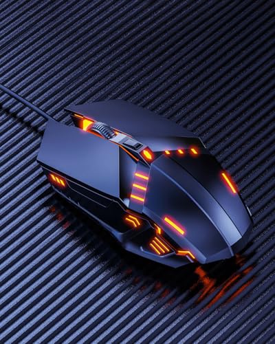 Wired Gaming Mouse, 3-Level DPI Optical Ergonomic Mouse Gamer, RGB Breathing Light USB Mouse Gaming for PC Laptop Office Game, Black