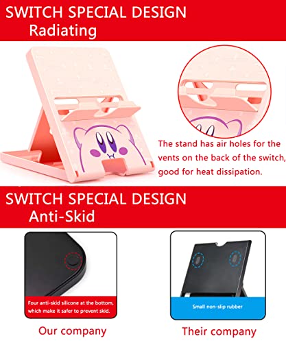 Busjoy Stand for Nintendo Switch, Switch OLED, Steam Deck, Switch Lite, Cute Game Theme for Pikmin, Angle Adjustable Holder, Portable Foldable Non-Slip Playstand-White - color: White-B