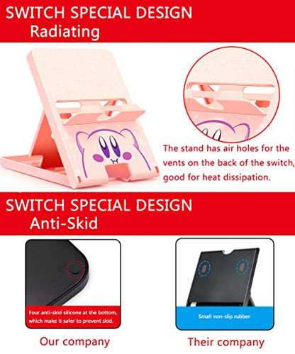 Busjoy Stand for Nintendo Switch, Switch OLED, Steam Deck, Switch Lite, Cute Game Theme for Pikmin, Angle Adjustable Holder, Portable Foldable Non-Slip Playstand-White - color: White-B