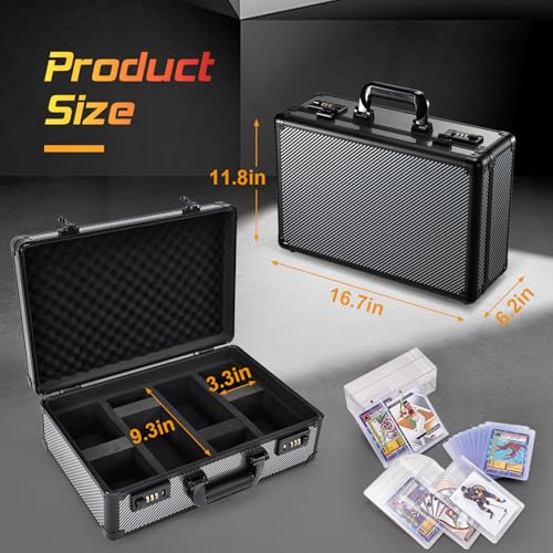 Faquenc Graded Card Case Storage Box, Trading Card Cases for Sports Cards with Combo Lock, Card Slab Case for Baseball Cards Storage, 4-Row Graded Cards Display Box X-Large