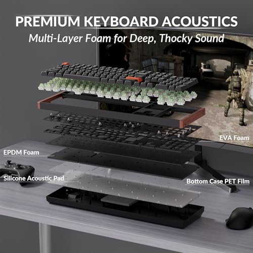 Keychron K10 HE Hall Effect Keyboard, Ultra-Fast Lime Magnetic Switch, Full-Size Tri-Mode Wireless Keyboard with Rapid Trigger, Adjustable Actuation, RGB, Aluminum + Wood Frame - Black - color: Lime Switch - Black