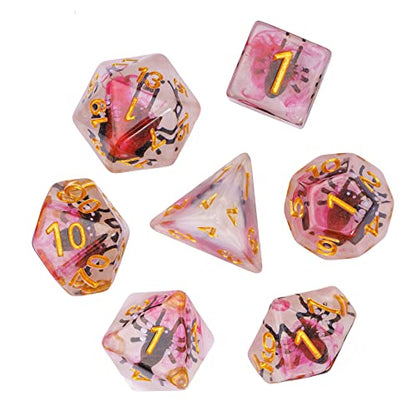 Cusdie 7-Die DND Dice, Polyhedral Dice Set Filled with Animal, for Role Playing Game D&D Dice (Black Spider) - color: Black Spide