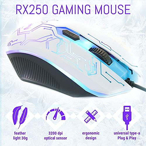 Gaming Keyboard and Mouse and Gaming Headset & Mouse Pad, Wired LED RGB Backlight Bundle for PC Gamers Users - 4 in 1 White Edition Hornet RX-250 - color: White