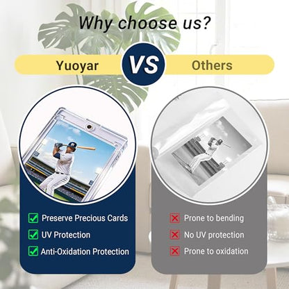 Yuoyar 12ct Magnetic Card Case - 35pt Magnetic Card Holder - UV Protection Hard Plastic Display Case for Trading, Baseball, Football, Game Cards