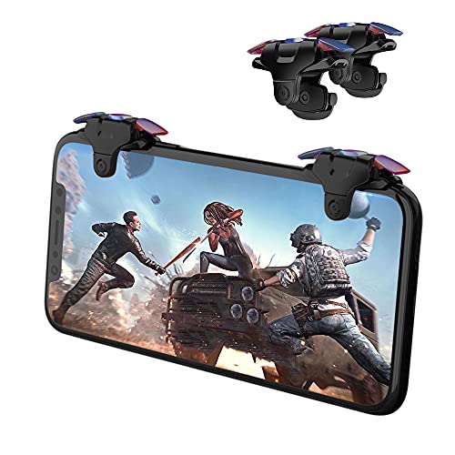Newseego for Mobile Game Controller Trigger, [Upgraded Version] Mobile Controllers Colorful Trigger Sensitive Shoot and Aim Button for Rules of Survival Trigger for Android & IOS-Black - color: Black