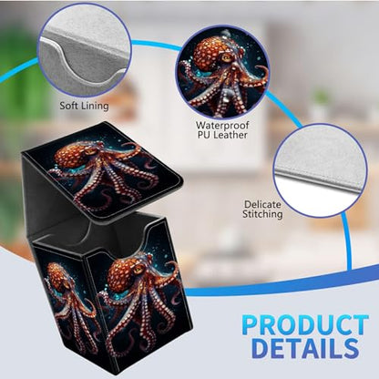 Card Deck Box for Trading Cards,MTG Commander Deck Box Fits 100+ Single Sleeved Cards,Leather Magnetic Card Storage Box for YuGiOh TCG CCG Cards,Ocean Octopus - color: Ocean Octopus
