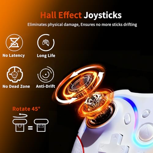 AURITHYX Switch Pro Controllers Compatible with Nintendo Switch/Lite/OLED/PC, Game Gamepad with Dual Vibration/Gyro Axis/Turbo/Programmable/RGB Lighting（Beige