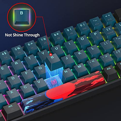 Portable 60% Mechanical Gaming Keyboard Blue/Black, RGB Backlit Wired Key Board with Red Switch, Compact 68 Keys Office Keyboards with for Windows Laptop PC (68 Monster/Red Switch) - color: 68 Monster/Red Switch