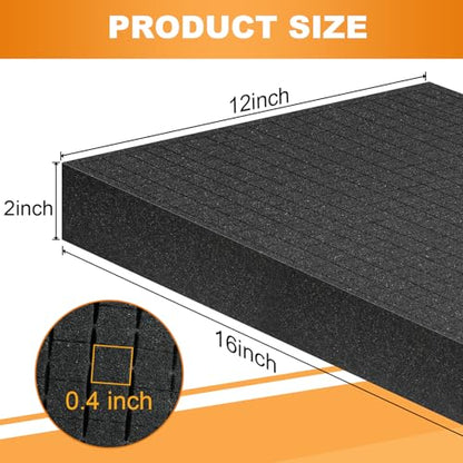Eunice 4 Pcs 16" x 12" x 2" Pick-and-Pluck Foam Padding Sheets | Custom Foam Inserts for Cases, Toolboxes, Camera Storage, Packing and Crafts, High Density Shock Absorbing Protection - size: 4PCS-16*12*2 Inches