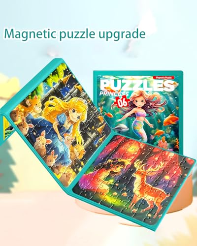 Magnetic Puzzles for Toddlers 4-6 Girls, Mermaid Princess Travel Puzzles for Kids Ages 3-5, 3 in 1 Dinosaurs Magnet Jigsaw Puzzle Book, Preschool Learning Toy for Kids 4-8 Year (Princess) - style: Princess(42+49+52)