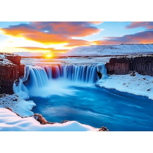 Puzzles for Adults 1000 Pieces, Icelandic Waterfall, Impossible Hard Difficult Challenging Puzzles for Adults, Landscape Jigsaw Puzzle for Family Games Gift, 27.5 x 19.7 inch - color: Colorful-icelandic Waterfall, size: 27.5" X 19.7"