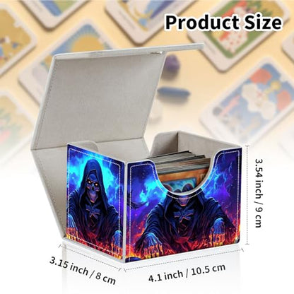 Stylish MTG Deck Box for 110+ Cards, Magnetic Commander Deck Case with Bonus Game Card Pouch, Durable Storage for TCG and Sleeved Magic Cards, Grim Skulls - color: Grim Skulls