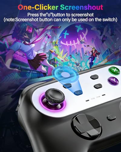 Switch Controller Compatible with Nintendo Switch/Switch Lite/OLED/PC | Programmable Wireless Switch Controller with 10 LED Light, 6-Axis Motion, Turbo, Vibration, One-Key Wake Up & Pairing - color: black and white