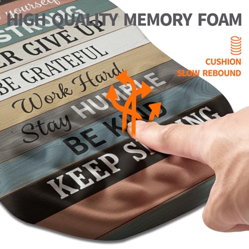 Ergonomic Slope Mouse Pad Wrist Support, Wrist Rest Mousepad for Carpal Tunnel Pain Relief with Massage Bulge and Slow Rebound Memory Foam (12x8 inch, Inspirational Quote) - color: Am035-inspirational Quote