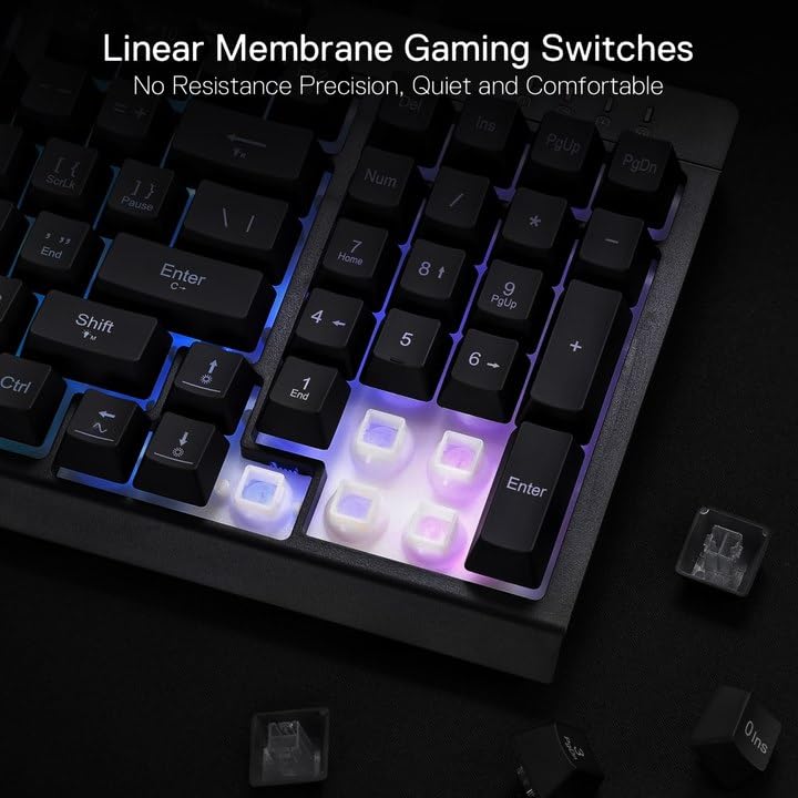 Redragon K515 Shiva Wired RGB Membrane Gaming Keyboard, 98 Keys Mechanical-Feel Keyboard w/Smooth Linear Switch, On-Board Macro & Dedicated Multimedia Keys, Detachable Wrist Rest, Software Supported - color: Black, size: 98 Keys