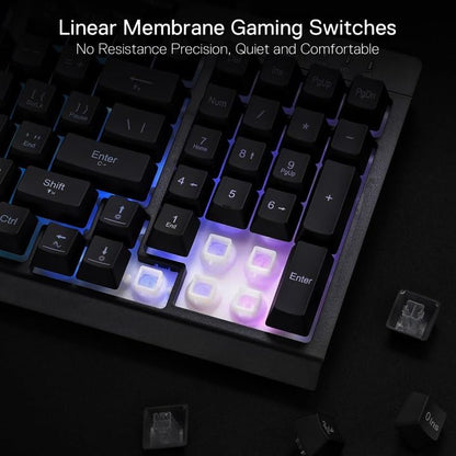 Redragon K515 Shiva Wired RGB Membrane Gaming Keyboard, 98 Keys Mechanical-Feel Keyboard w/Smooth Linear Switch, On-Board Macro & Dedicated Multimedia Keys, Detachable Wrist Rest, Software Supported - color: Black, size: 98 Keys