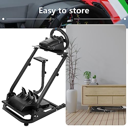 Dardoo Racing Wheel Stand Foldable Fit for Logitech G29 G25 G923, for Thrustmaster T80 T150 TX F430, for Fanatec Adjustable Steering Frame Stand, Wheel and Pedals Not Included