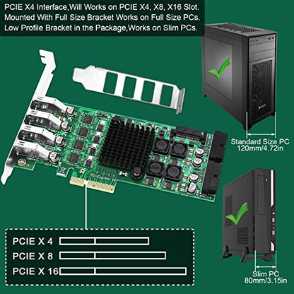 8-Ports PCIE Superspeed 5Gbps USB 3.0 Card for Windows and Linux Desktop PCs, 4X Dedicated 5Gbps USB 3.0 Channel 20Gbps Bandwidth, Built in FebSmart Self-Powered Technology (FS-4C-U8S-Pro) - style: FS-4C-U8S-Pro