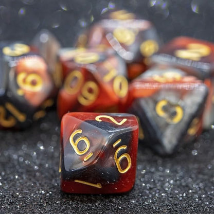Sage’s Portal Stones DND Dice Set Acrylic Opaque 7-PC Polyhedral DND Dice Set for Dungeons and Dragons D&D Sage’s Cantrips RPG Tabletop TTRPG (Copper/Mica/Gold) - color: Copper/Mica/Gold