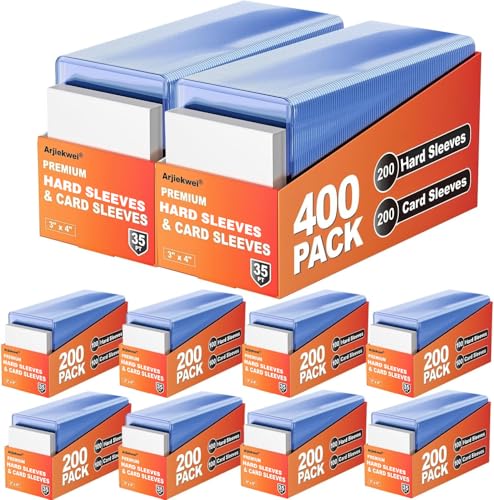 2000 Pack Card Sleeves Hard Plastic, Arjiekwei 3"X 4" Baseball Cards Protectors Plastic, Premium Card Holder for Trading Sports Baseball Football Game Cards (1000 Hard + 1000 Soft) - size: 1000 Hard Sleeves + 1000 Soft Sleeves