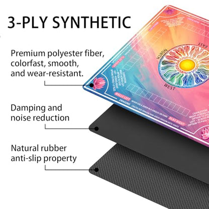 Pittera Mahjong mat for Table/31.5inch/American Mahjong Table Cloth with Rules mats withDrawstring Bag, Noise ReductionAnti-Slip Game mat for Table, forMahiona/PokerBoard Games/Card Games/Dominoes - color: Gradual Rainbow