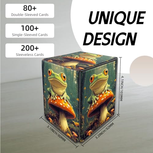 for MTG Deck Box, Trading Card Storage Case Holds 100+ Sleeved Cards, Frog on Red Mushroom Magnetic Closure Durable Deck Holder for Magic The Gathering, TCG & Commander - color: Frog on Red Mushroom
