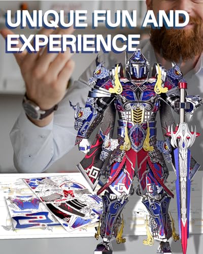 Piececool 3D Metal Puzzles Mecha Model Kits-The Titan Figure Model Building Blocks Kits for Adults, DIY Brain Teaser 3D Puzzle for Men Teen Students Hobbies Fidget Gifts -157 Pcs - color: Black Knight
