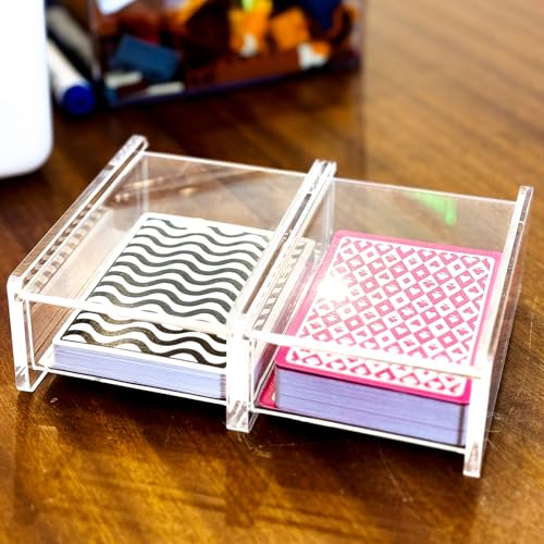 Double Deck Acrylic Playing Card Case/Holder, Clear Storage Playing Card Box - Fits Most Standard Size Playing Cards and Bridge Size Cards - color: Double Deck
