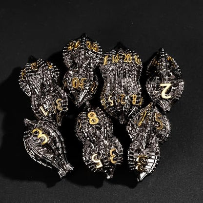 7-Piece Metal Dice Set DND Dice with Dragon Claw Design - Perfect for Dungeons & Dragons RPG Tabletop Role-Playing Games - color: Dragon Claw-black Gold