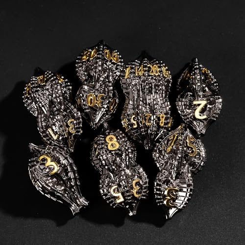 7-Piece Metal Dice Set DND Dice with Dragon Claw Design - Perfect for Dungeons & Dragons RPG Tabletop Role-Playing Games - color: Dragon Claw-black Gold