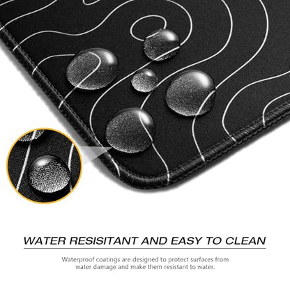 XVX Black and White Topographic Mousepad, XXLarge Gaming Mouse Pad for Desk 35.4x15.7 Inch,Waterproof Desk Pad with Non-Slip Rubber Base Mice Pad,Keyboard Mat Computer Game Mouse Mat - color: Topographic