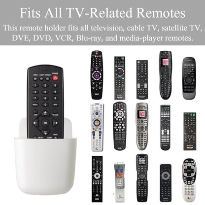 noonebutyou 3 Pcs Remote Control Holder Wall Mount Self Adhesive Remote Case Hole-Free Storage Organizer Wall Pencil Holder Phone Charging for Home Office School(White) - color: White