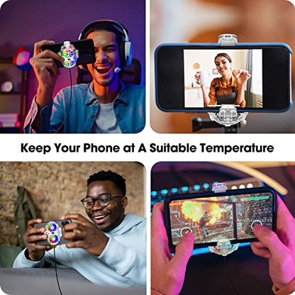 TRILINK Phone Cooler for Gaming with Dual Cooling Fans - Advanced Phone Cooling Technology - RGB LEDs - Ultra-Quiet - Output Function - LED Temperature Display for Android iPhone iOS Game Radiator