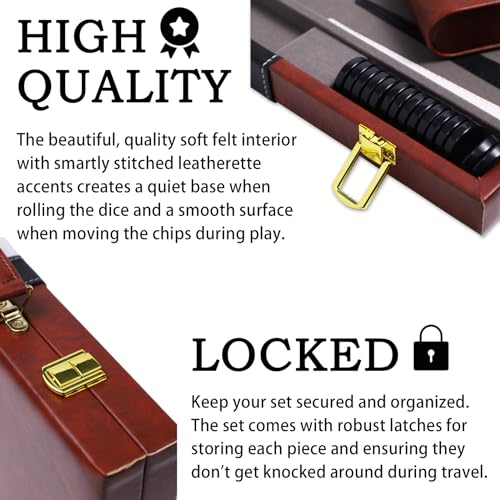 Backgammon Sets for Adults, 15 inch Backgammon Brown Sets Classic Board Game with Premium Leather Case, Portable Travels Strategy Backgammon Game Set for Adults, Kids (Brown) - color: Brown