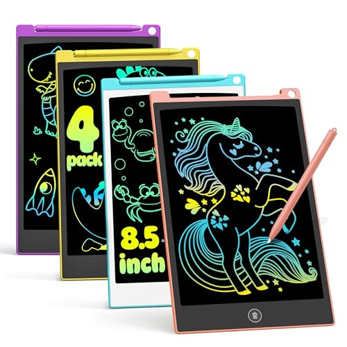 TECJOE 4 Pack LCD Writing Tablet, 8.5 Inch Colorful Drawing Board, Kids Travel Games Activity Learning Toys, Birthday Gifts for 3-8 Year Old Boys Girls Toddlers Preschooler - color: Blue & Pink & Yellow & Purple