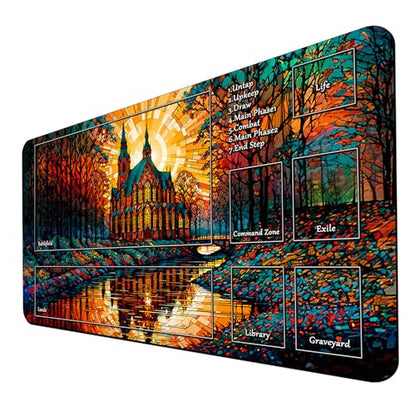 MTG Playmat, TCG Play Mat for OCG DND 24 x 14 inches Trading Card Inked Game Playmats with Storage Bag Smooth Rubber Surface Battle Game - color: Playmat 9