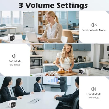 Pomodoro Timer Cube, Productivity Visual Timer Flip, 5/10/30/60 Min Preset Custom Countdown, ADHD Tool Rotating Countdown Stopwatch, Vibrate/High/Low Volume, for Study, Work, Game, Kitchen-White - color: White