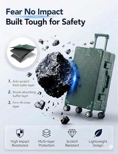 20" Hard Shell Carry On Luggage Zipperless Suitcase, Green | TSA Lock, Aluminum Frame, PC Hardside Lightweight Carry-On Suitcase, Spinner Wheels, 22x14x9 Airline Approved - color: Green