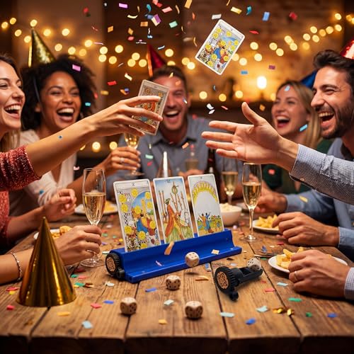 Expandable Tarot Card Holders for Adults, Tarot Reading Poker Night UNO Family Game Night Tabletop Play and Gift Giving, Premium PLA Card Stand 2-Pack - Royal Blue, 8.82 x 2.73 x 1.3 in