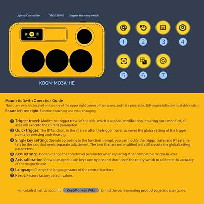 KEEBMONKEY DOIO Sayo OSU Rapid Trigger Hall Effect Keyboard with Joystick and Screen, CNC Aluminum RGB One Handed Macro Pad for Rhythm Games,USB-C Custom Programmable keypad (Yellow(3 Key)) - style: Yellow(3 Key)