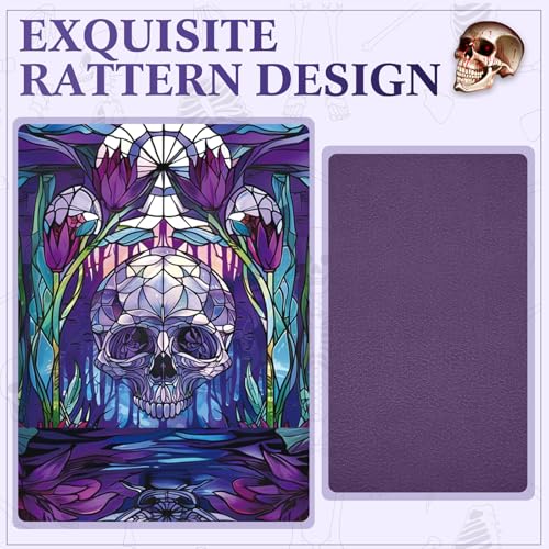 Leather Card Deck Case Compatible with MTG Cards Holds 120+ Trading Cards Strong Magnet Storage Card Box with 2 Dividers Compatible with TCG CCG(Purple,Vertical Skull) - color: Purple, style: Vertical Skull
