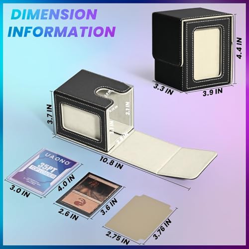 UAONO Card Deck Box for MTG Commander, Fits 100 Double-Sleeved Cards | Independent Commander Display, Magnetic Deck Case for Magic the Gathering TCG, 2 Dividers & 1 Top Loader (Black/Gold) - color: A-Black&Gold