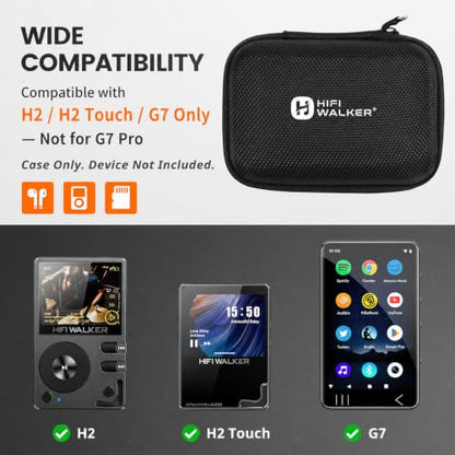 MP3 Player Case Compatible with HIFI WALKER H2 and H2 Touch, Hard EVA Portable Carrying Case for MP3 Player, Earphones, USB Cable and Memory Cards, Travel Storage Bag, Case Only