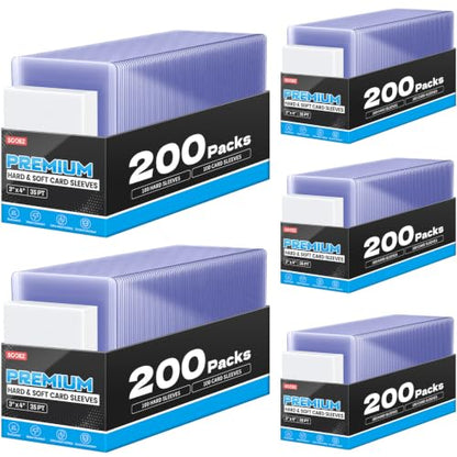 Sooez 500 Soft Card Sleeves & 500 Hard Plastic Card Holder, 35PT, 3" x 4" | for Trading Card, Baseball Card Protector, Penny Sleeves for Collectible Game Card, Sturdy Standard Size Sports Football Card - size: 500 Hard Sleeves + 500 Penny Sleeves