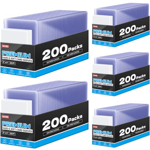 Sooez 500 Soft Card Sleeves & 500 Hard Plastic Card Holder, 35PT, 3" x 4" | for Trading Card, Baseball Card Protector, Penny Sleeves for Collectible Game Card, Sturdy Standard Size Sports Football Card - size: 500 Hard Sleeves + 500 Penny Sleeves