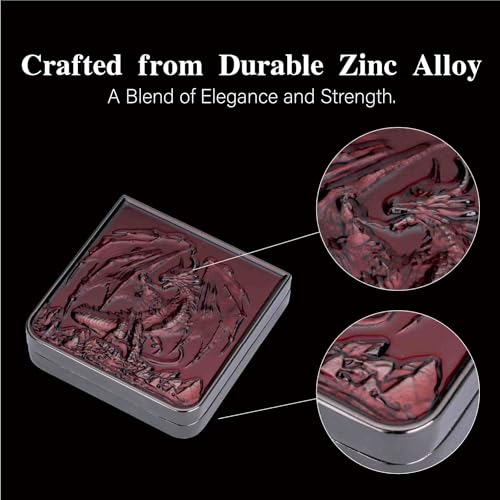 Foldable Spinner Metal DND Dice Set – Compact Elegant Design with D4, D6, D8, D10, D12, D20, D% for TTRPG Gifts - color: Black Nickel-red