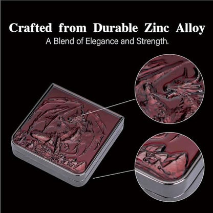 Foldable Spinner Metal DND Dice Set – Compact Elegant Design with D4, D6, D8, D10, D12, D20, D% for TTRPG Gifts - color: Black Nickel-red