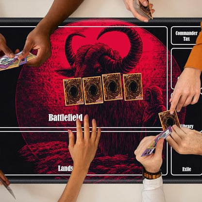MTG Playmat with Zones, TCG Card Game Play Mat with Stitched Edges, Non-Slip Rubber Base Gaming Desk Mat, Smooth Surface 24 x 14 Inch, Dark Gothic Sheep - color: Dark Gothic Sheep, size: Zone 1